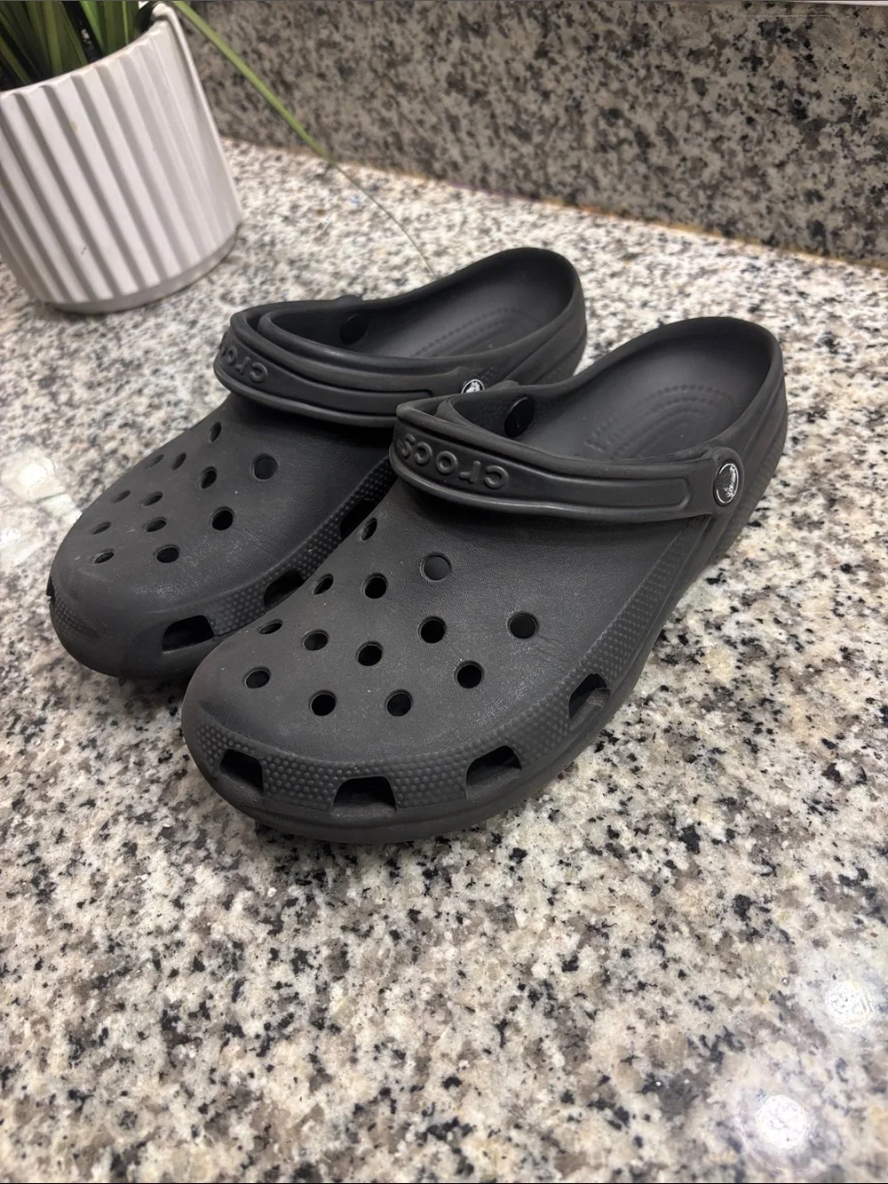 CROCS Kids Black Classic Clogs with Heel Strap